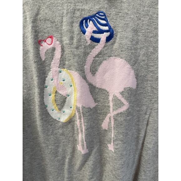 Talbots Tops - Talbots L Grey Flamingo Tee with Tie back Cotton Blend Beachy Vacation Whimsical